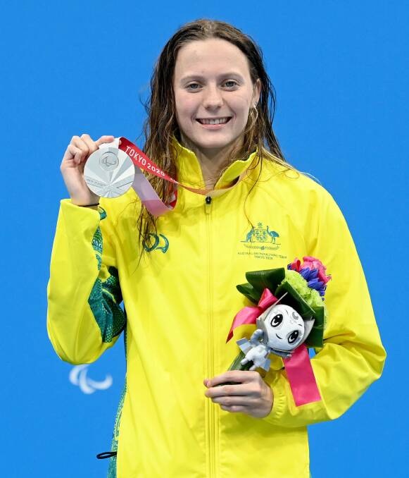 Sussex Inlet's Jasmine Greenwood shows off her silver medal from Tokyo. Photo: Delly Carr