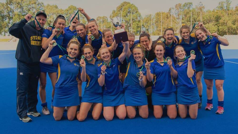 Kyah Gray (back row, second from right) and her Sydney University side.
