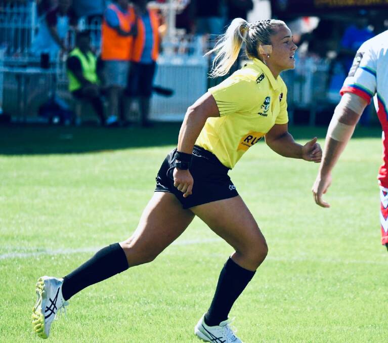 Karra-Lee Nolan referees during the 2019 CRL Country Championships. Photo: CRL