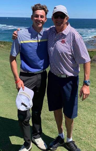 Jake Reay with his father Andy after winning the 2019 New South Wales Golf Club Championship. Photo: Supplied