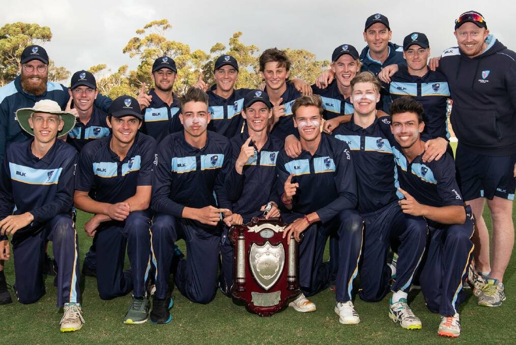 WINNERS: Kaleb Phillips (front row, second from right) and his ACT/NSW Country team after their victory. Photo: BRODY GROGAN/CA