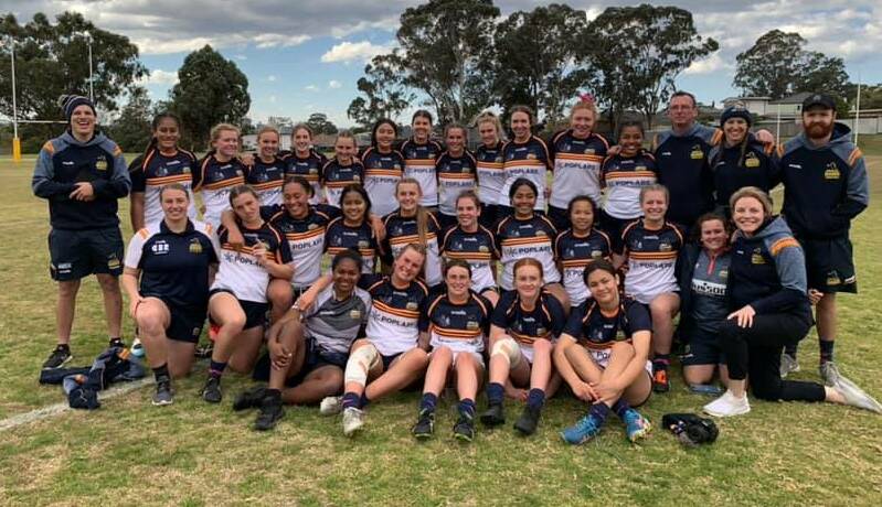 Grace Sullivan (front row, second from left) and her ACT schoolgirls team. Photo: BRUMBIES RUGBY