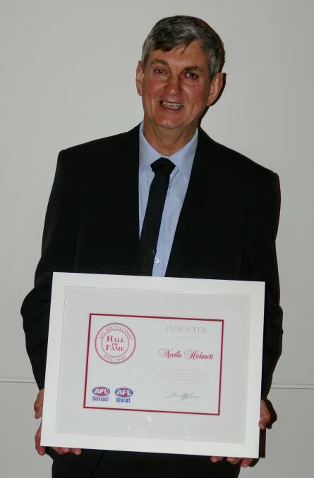 Bomaderry Tigers' Neville Hickmott with his AFLSC Hall of Fame certificate. Photo: SARAH JOHNSON