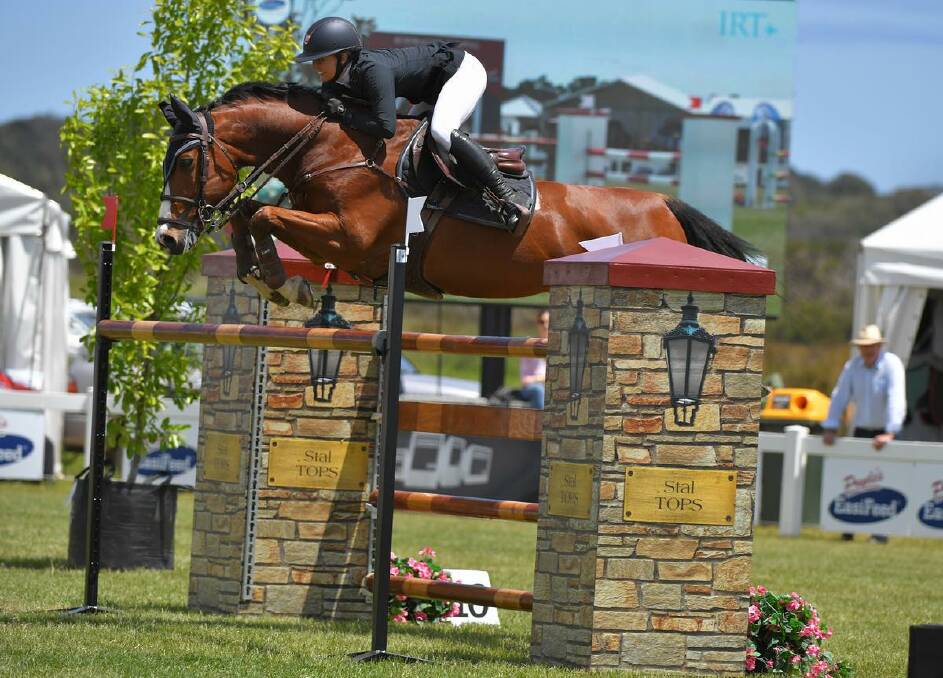 DYNAMIC DUO: Jamie Priestley and KS Optimus during the Australian Showjumping Championships young rider final. Photo: Derek O’Leary
