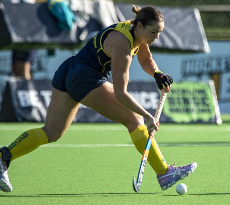 Mollymook's Kalindi Commerford trains with the Hockeyroos in Perth. Photo: HA