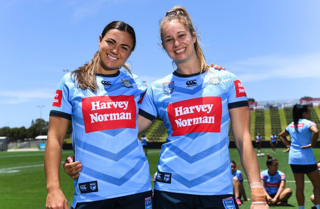 South Coast's Millie Boyle and Kezie Apps during NSW Blues camp last week. Photo: Nathan Hopkins/NRL Imagery