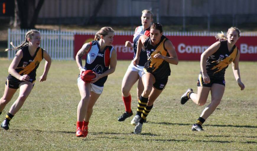 Rhianna Nelson sets herself for a kick during her time with the ADFA side. Photo: SUPPLIED