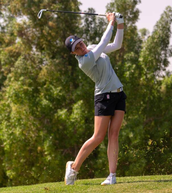 Milton's Kelsey Bennett during one of her practice rounds on the Abu Dhabi Golf Club course. Photo: R and A