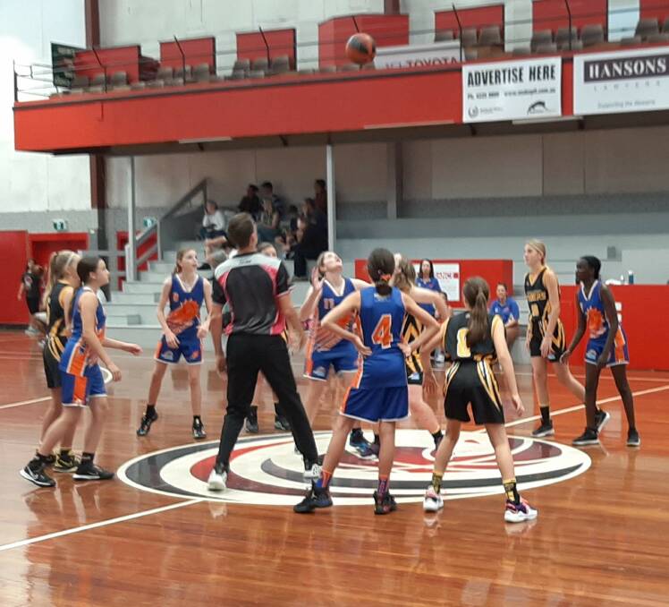 Shoalhaven and Wagga Wagga's under 14s girls side do battle at the Snakepit. Photo: Supplied