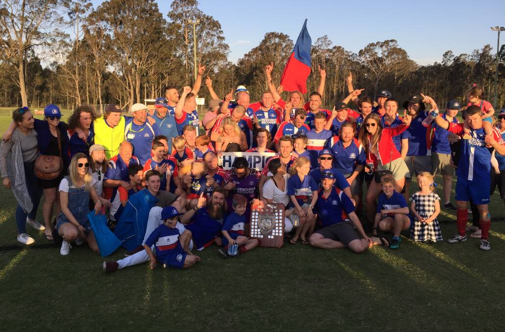 CELEBRATION: The Gerringong Breakers and their fans with the Bolden Blackmore Shield on Saturday at Ison Park. Photo: COURTNEY WARD