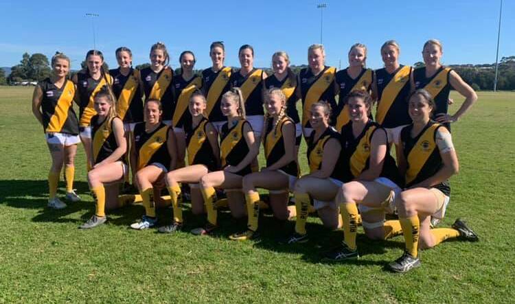 STRONGER AS ONE: The Bomaderry Tigers premier women's division side wearing their R U OK? round socks at Myimbarr Oval. Photo: ROSLYN PHILLIPS
