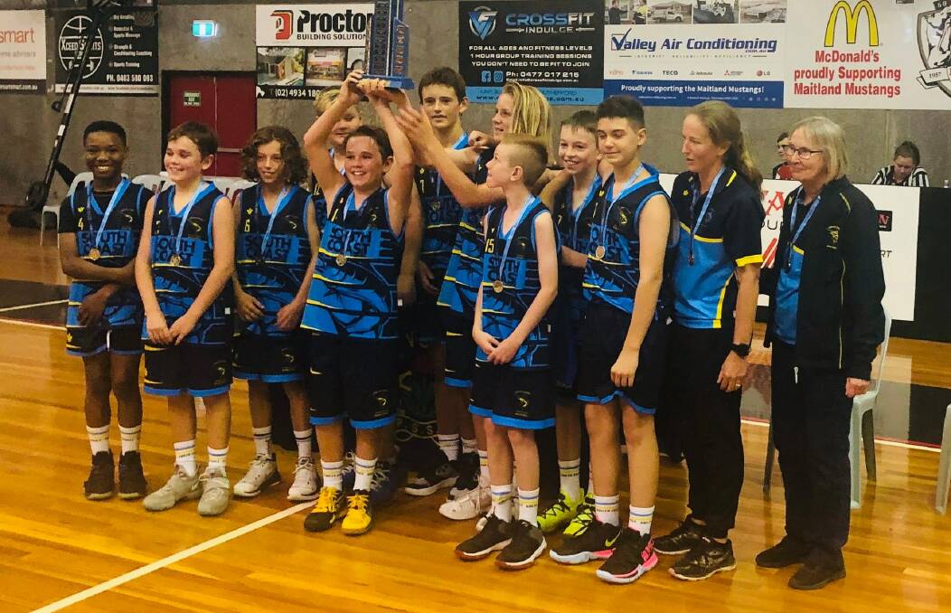 The victorious South Coast PSSA boys basketball team in Maitland.