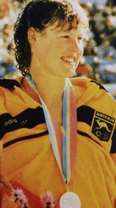 Karen Phillips with her silver medal at the 1984 Olympic Games. Photo: SUPPLIED