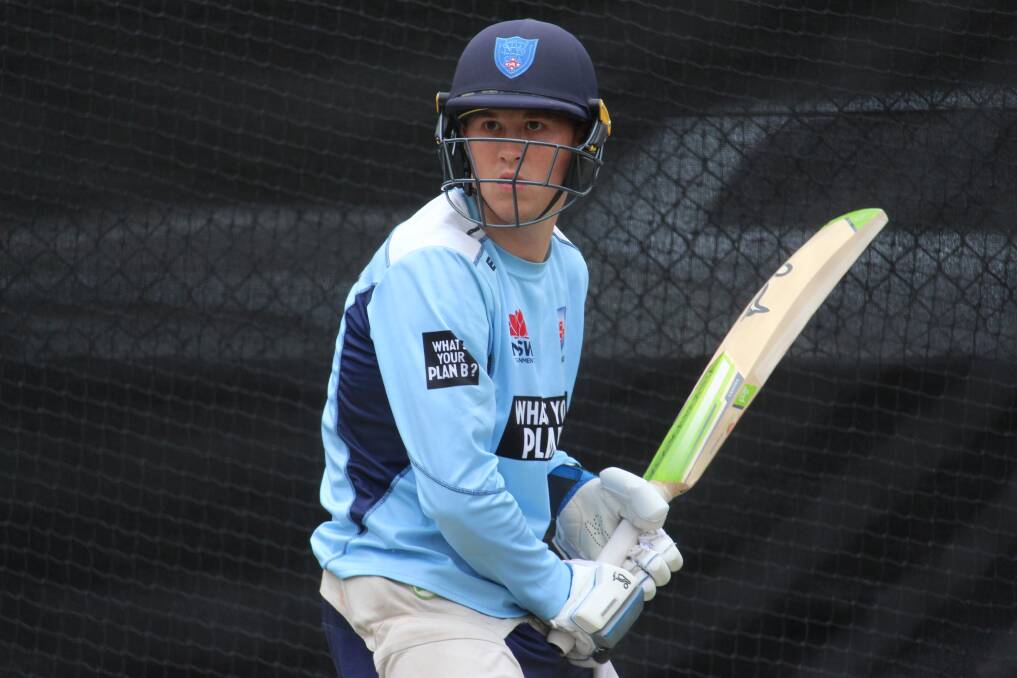 Matthew Gilkes in the nets with the Blues. Photo: Cricket NSW