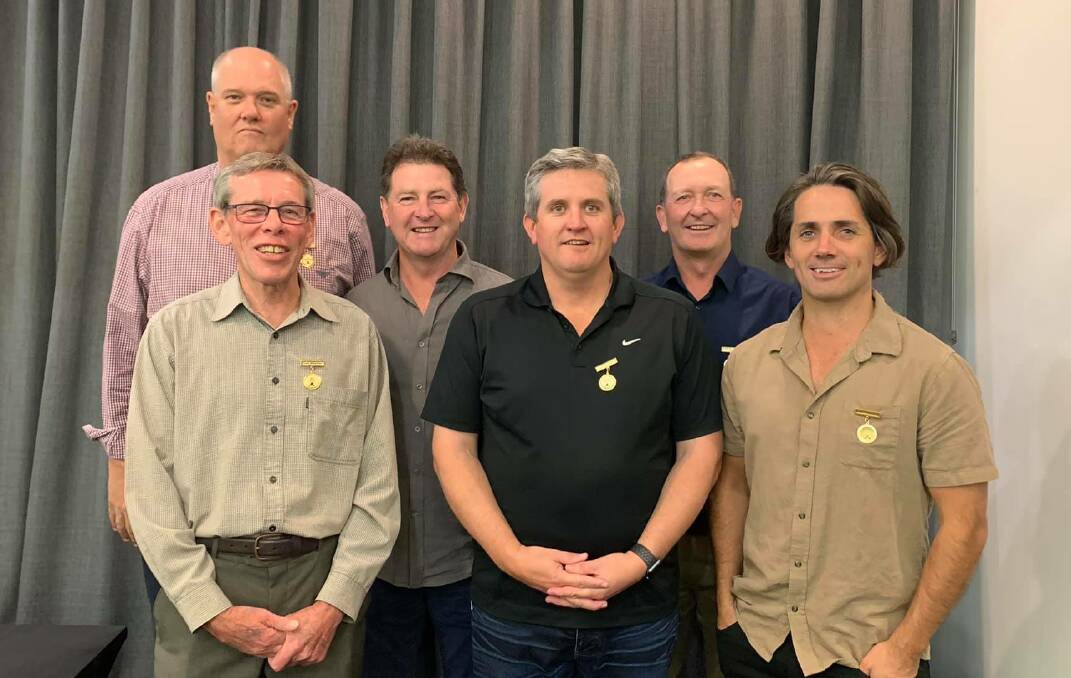 Daniel Gleeson (front right) with fellow Shoalhaven Ex-Servicemens life members George Dickie, Wes Macpherson, Gary Bridge, Ian Bice and David Sloane. Photo: Supplied