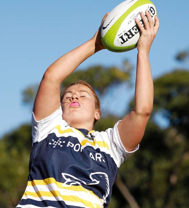 Grace Sullivan catches a line-out for the ACT Brumbies. Photo: BRUMBIES MEDIA