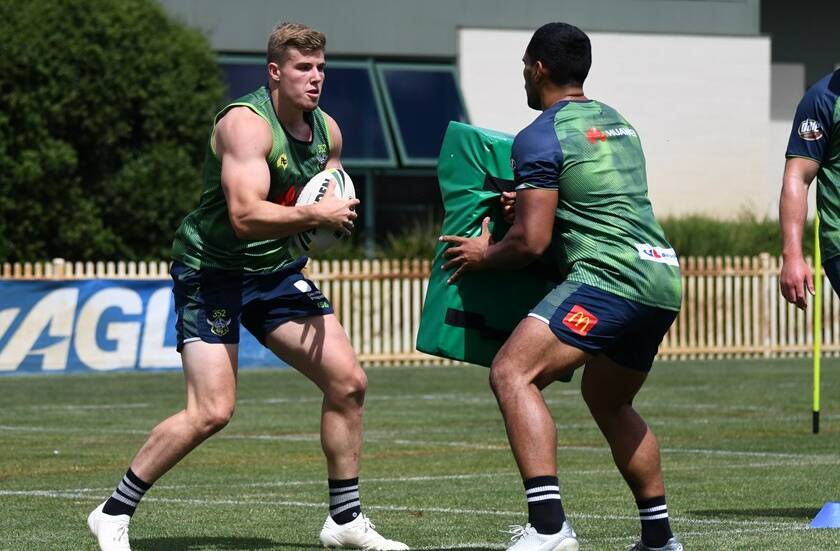 Jack Murchie trains with the Canberra Raiders during the pre-season. Photo: RAIDERS MEDIA