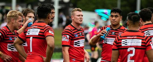 Drew Hutchison (fourth from left) and his North Sydney side during their loss to Penrith. Photo: BEARS MEDIA
