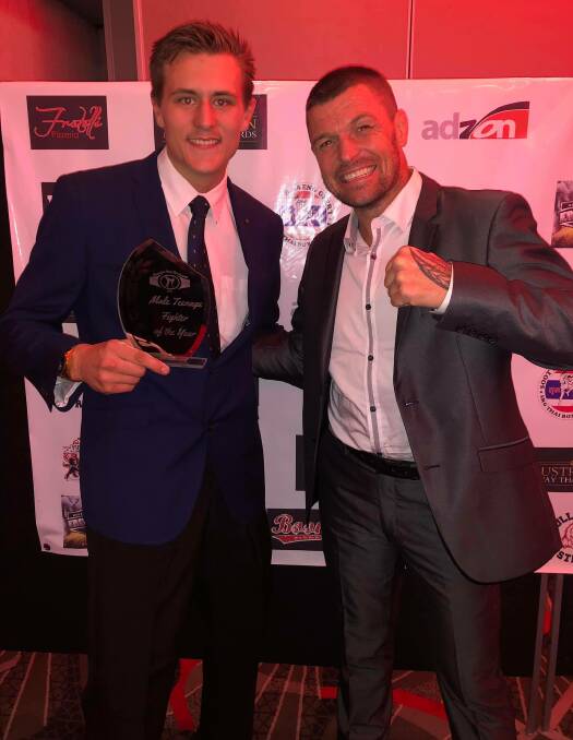 WELL DESERVED: Blaise Taylor with 10-time world champion John Wayne Parr, at Saturday's Australian Muay Thai Awards in Parramatta.