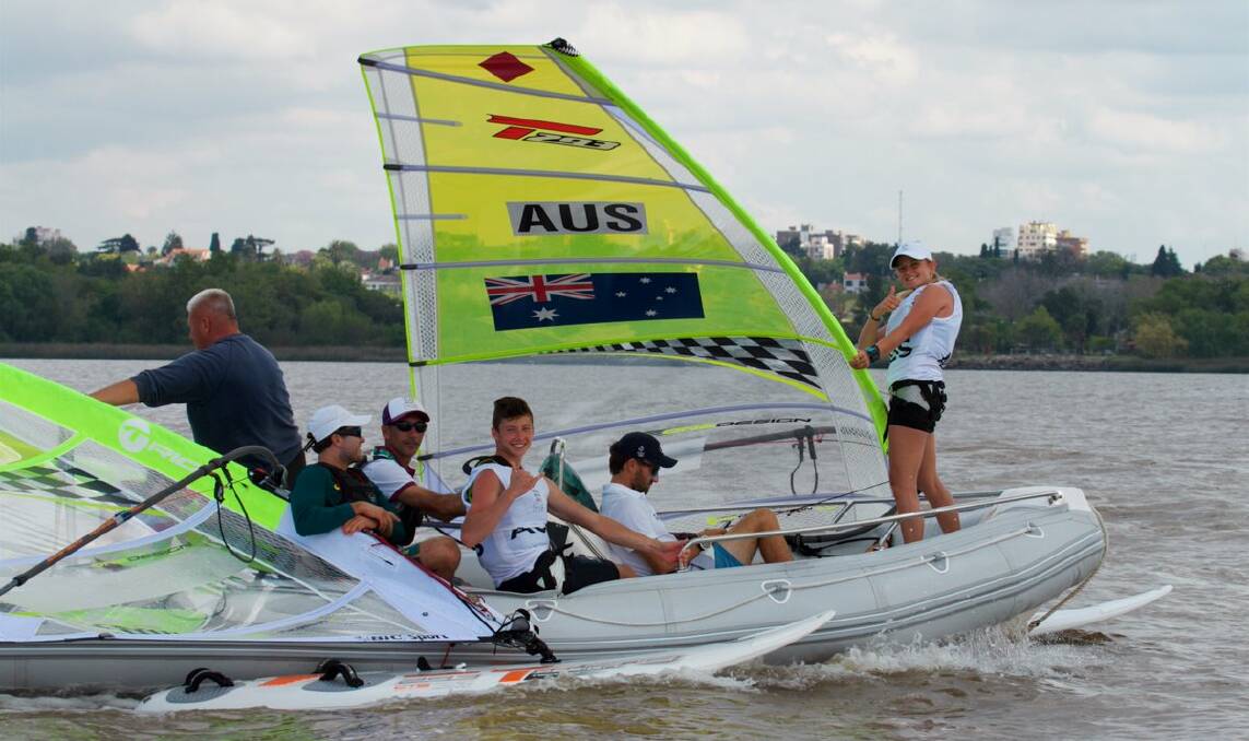 Alex Halank (third from left) and his Australian sailing team in Argentina. Photo: AOC
