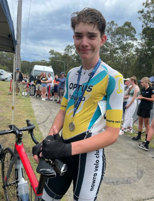 Nowra Velo Club's Curtis Trkulja with with silver medal. Photo: Supplied