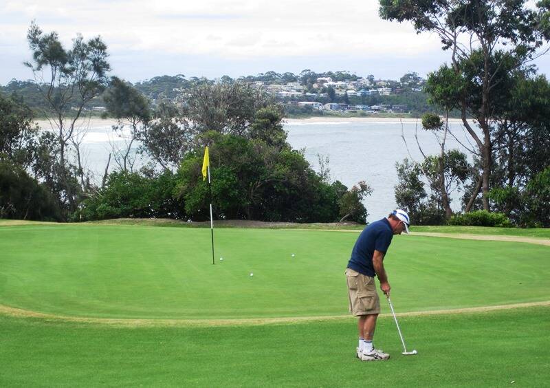 A player sets himself for a putt at Mollymook Golf Club's Beachside course. Photo: Supplied