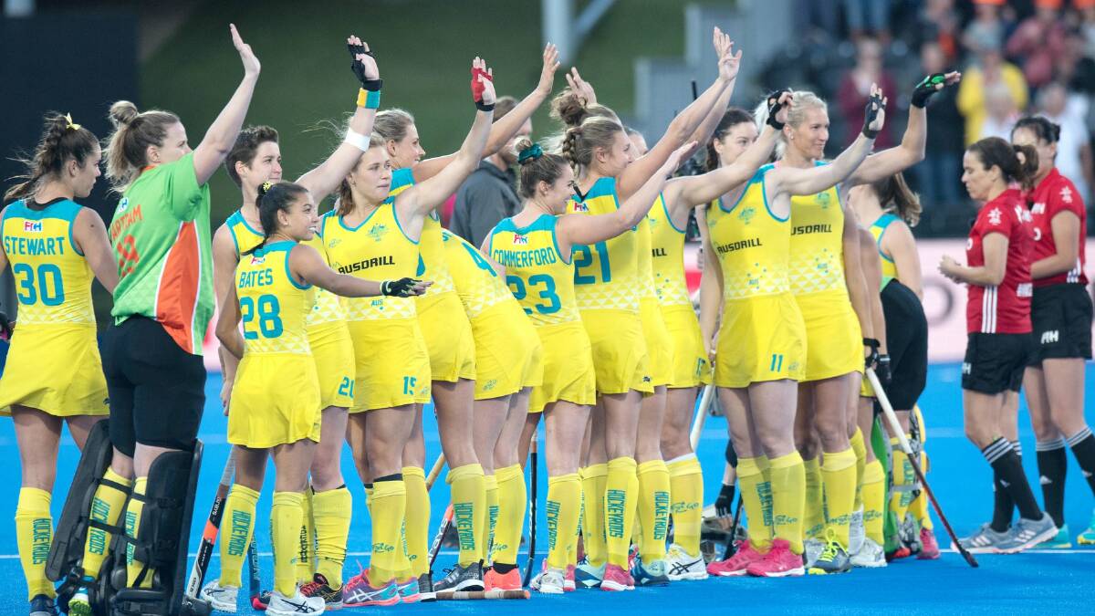 The Hockeyroos at the recent Women's World Cup. Photo: HOCKEY AUSTRALIA
