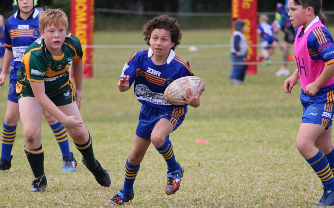 On the burst: Bomaderry under 11 player Mitchell Walker scored a brilliant try last Saturday in his side's great win over Stingrays.