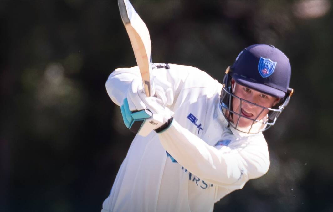 Blues' Matthew Gilkes during his knock of 83 against South Australia. Photo: CRICKET NSW