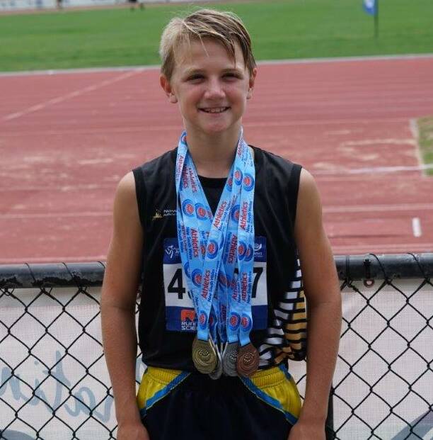 Rising star: Nowra Athletics Club's Reilly Caswell came home with a swag of medals from the NSW Country Athletics Championships held in Glendale.