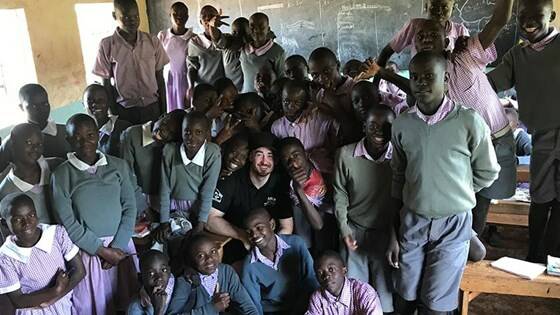 Adam Clune (centre) and his students at the Yala Township Primary School. Photo: SUPPLIED