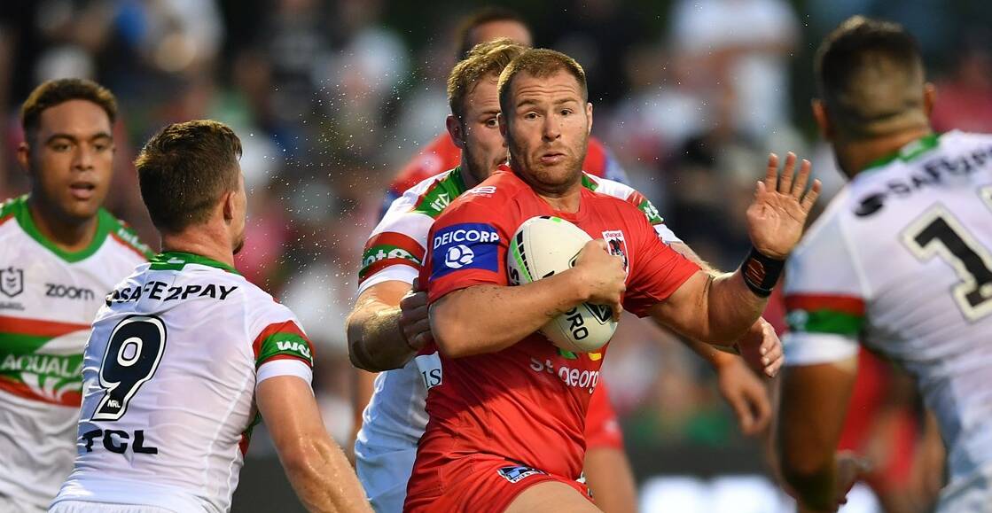 Shellharbou's Trent Merrin in action for St George Illawarra. Photo: Dragons Media
