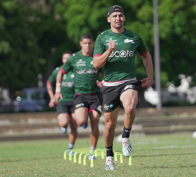 Cody Walker trains with his South Sydney side. Photo: Rabbitohs Media