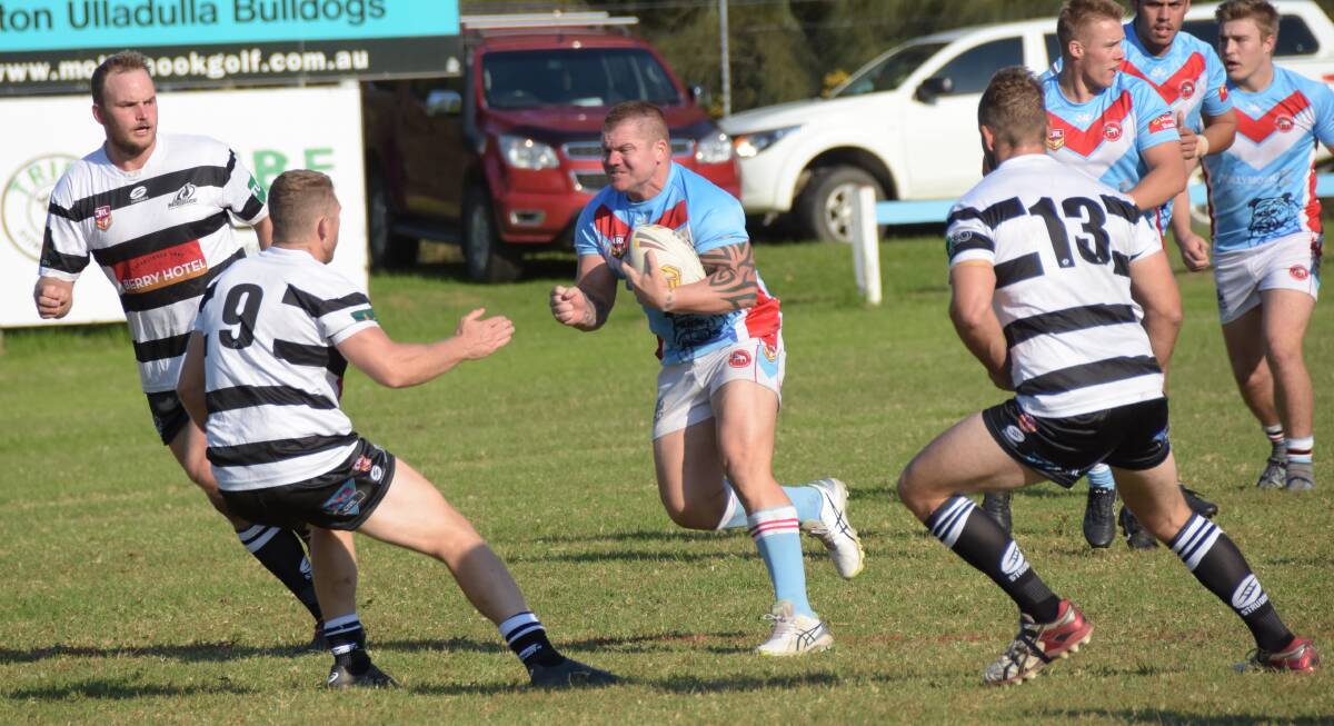 Adam Tracey takes a hit-up for Milton-Ulladulla earlier in the season against Berry-Shoalhaven Heads. Photo: COURTNEY WARD