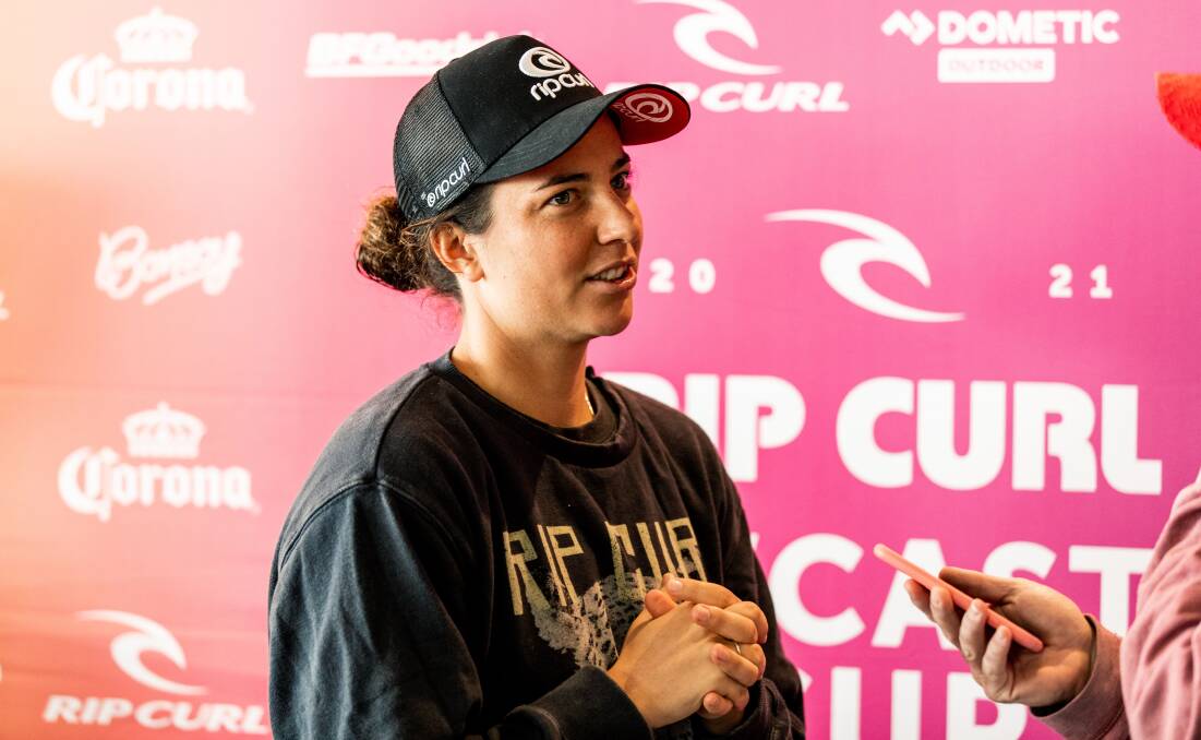 Culburra Beach's Tyler Wright at Wednesday's Newcastle Cup launch. Photo: WSL/MIERS