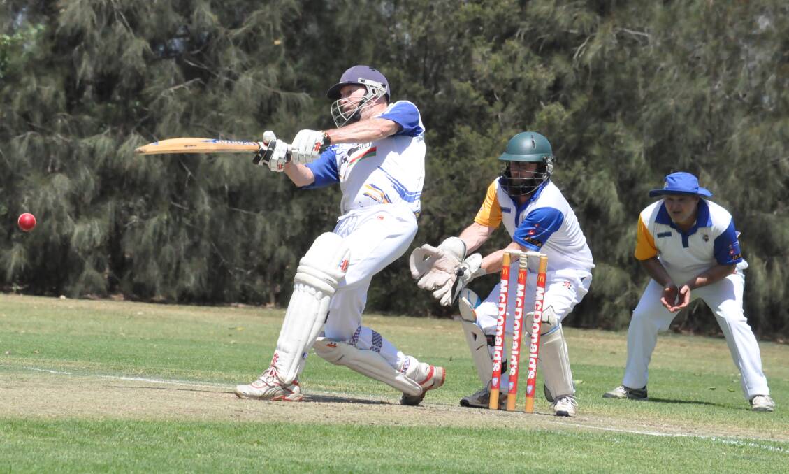 FRONT FOOT: Ulladulla United's Terry Dorrell hit five boundaries on his way to scoring 42 runs against Bomaderry. Photo: DAMIAN McGILL