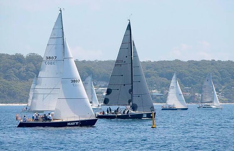New season: Club members regularly race with the Jervis Bay Cruising Yacht Club in Division 1 on the two Navy yachts based at HMAS Creswell. Photo: Kelvin Hockey
