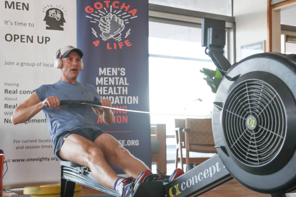 An athlete competes during a previous 24-hour row for mental health awareness. Photo: Supplied