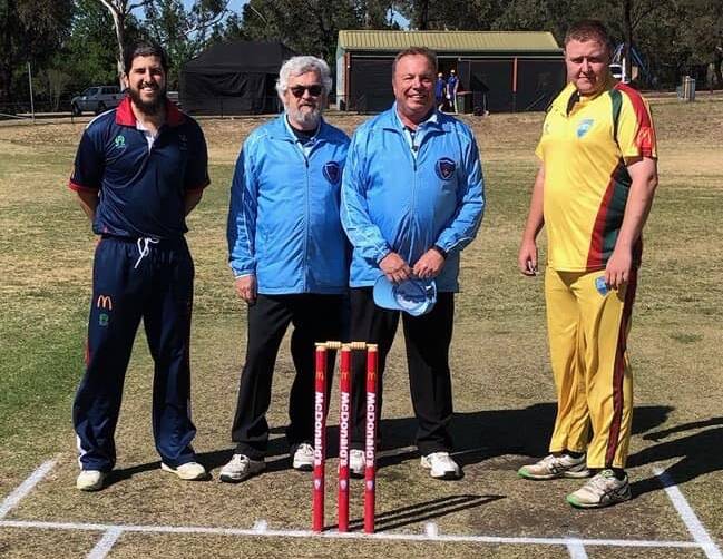 Greater Illawarra Zone skipper Jamie Fleming (right) at the coin toss against Riverina.