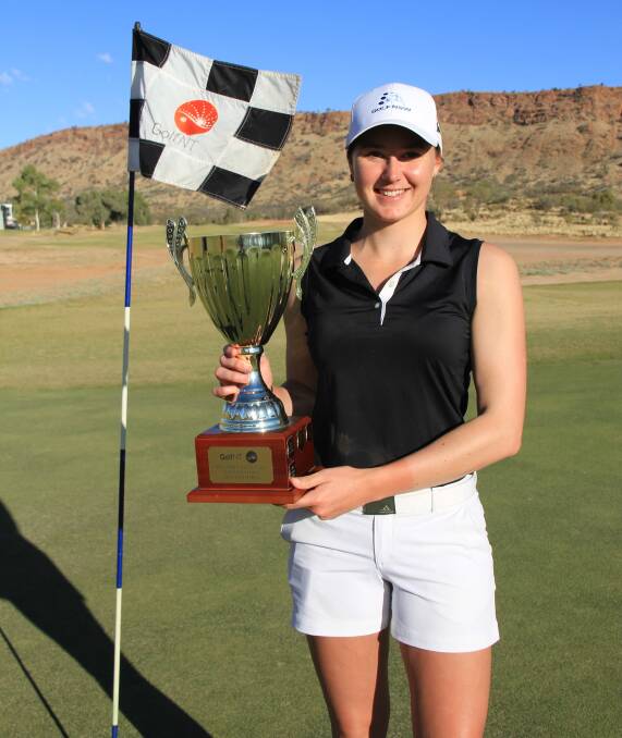 Milton's Kelsey Bennett with her Northern Territory Amateur trophy. Photo: Jo Hansen