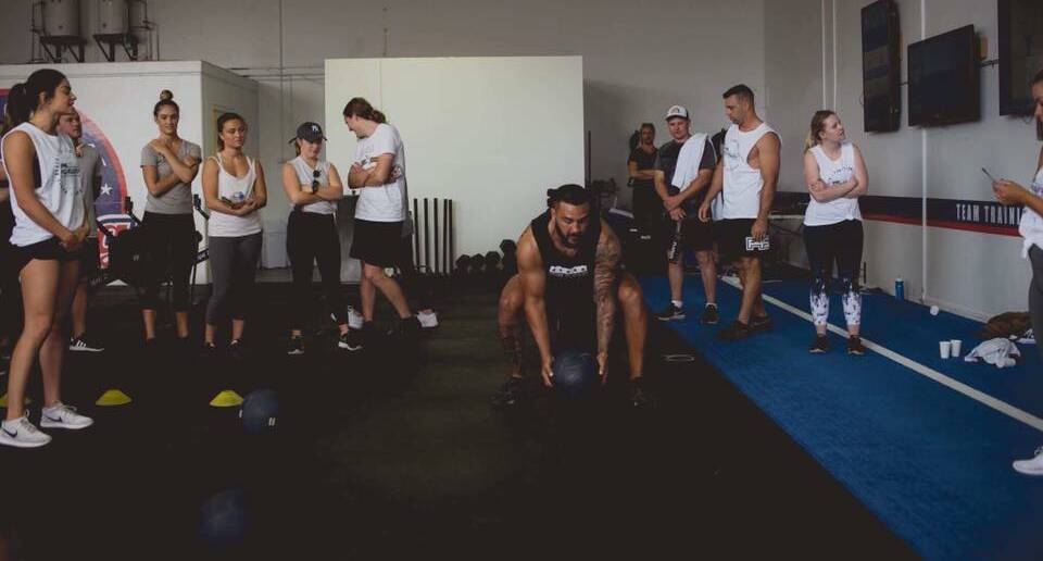 Dylan Farrell takes part in a session at his Nowra F45 Training gym prior to the shutdown. Photo: SUPPLIED
