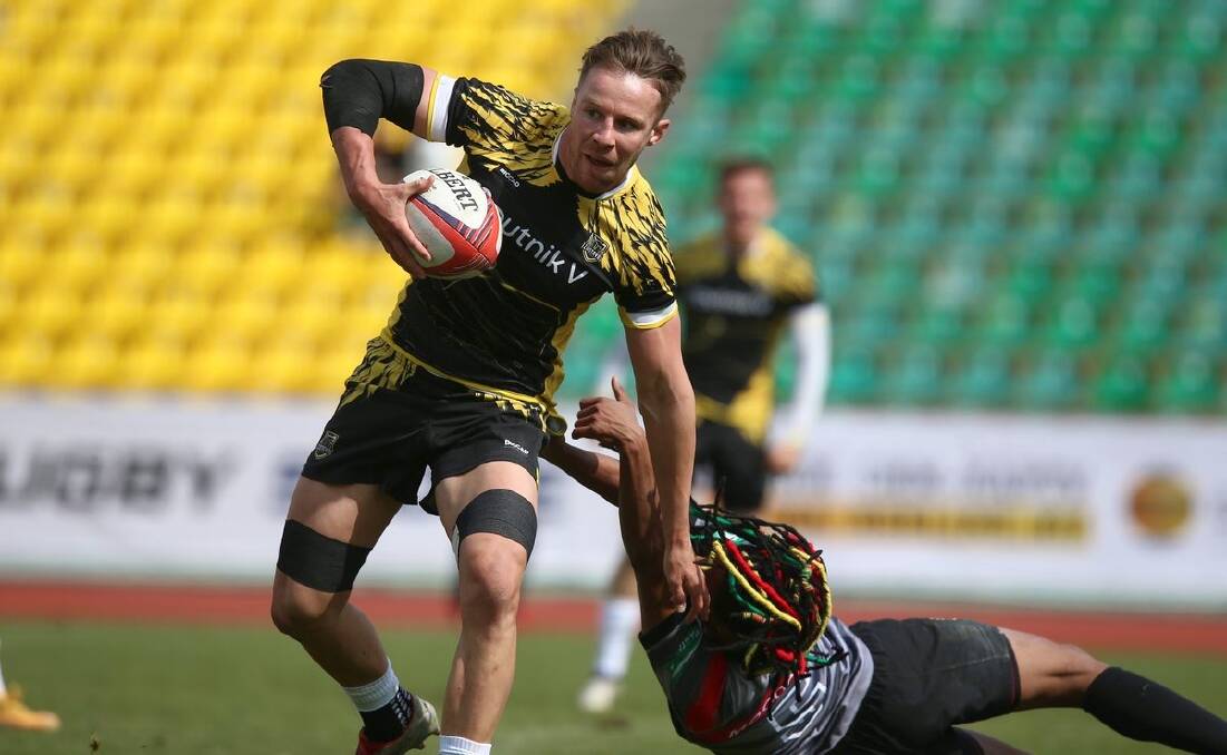 Tom Connor makes a break for Zastava during the Russian rugby sevens championships. Photo: Supplied