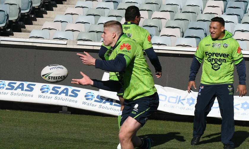 Jack Murchie trains with the Raiders. Photo: NRL Photos