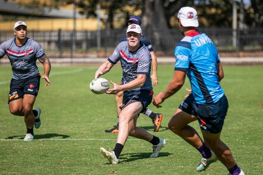 Drew Hutchison trains with his Sydney teammate earlier in the season. Photo: Roosters Media
