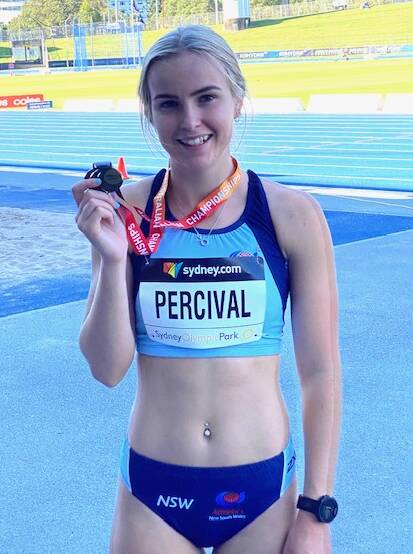 Bawley Point's Lauren Percival after winning her under 18 girls 200-metre race at nationals. Photo: Supplied