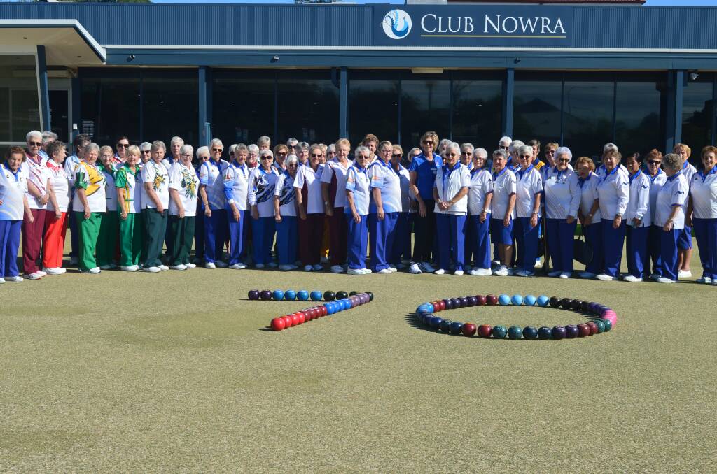 NOWRA WOMEN: All the ladies on the green behind the 70 bowls.