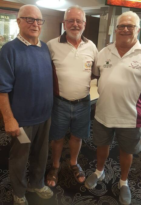 CALLALA BOYS: Tuesday's winning team Barry Jarman and Colin Chessell with club captain Graham Lewington (centre).