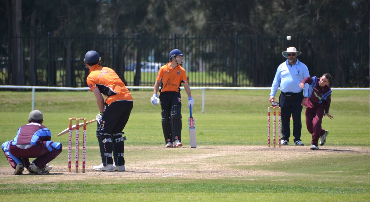 SPIN DOCTOR: North Nowra-Cambewarra's Hugh Gillen claimed 5/33 from his 5.3 overs against Batemans Bay at Hanging Rock on Saturday. Photo: JOEL ERICKSON