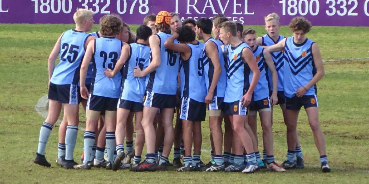 STRONGER AS ONE: James Phillips (fourth from right) and his New South Wales Blue Dogs side during the recent 15 Years and Under National Championships held in Adelaide.
