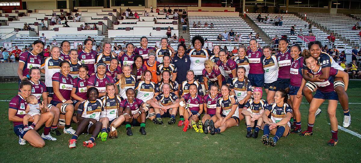 The Brumbies and Reds after their match.